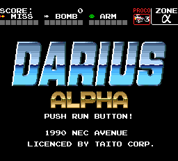 Darius Alpha title screen for PC Engine